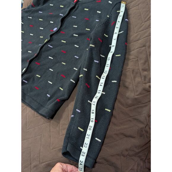 Christopher & Banks black w/primary colored buttons &:knit detail size Large - Picture 8 of 9